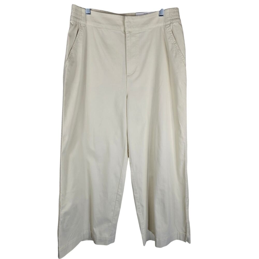 On 34th Cream Wide Leg Ankle High Rise Work Business Chino Women's Pants L NWT